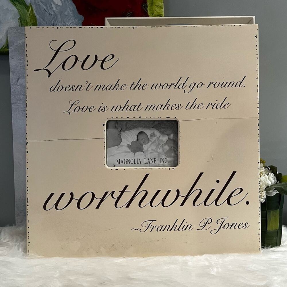 NEW Magnolia Lane Love Is What Makes The Ride Worthwhile 20” Hanging Frame 4x6